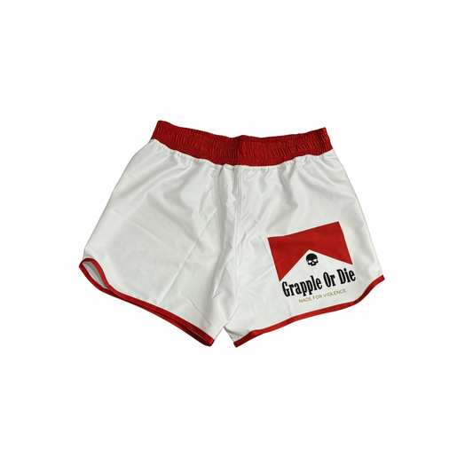 Smoke ‘em Grappling Shorts (White) - Presale