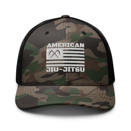 American Jiu Jitsu Flag Camouflage Trucker Hat