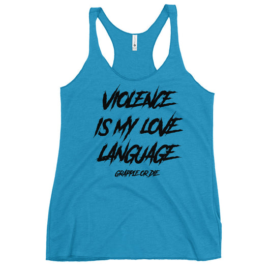 Women's Violence is my Love Language Racerback Tank (Blue)